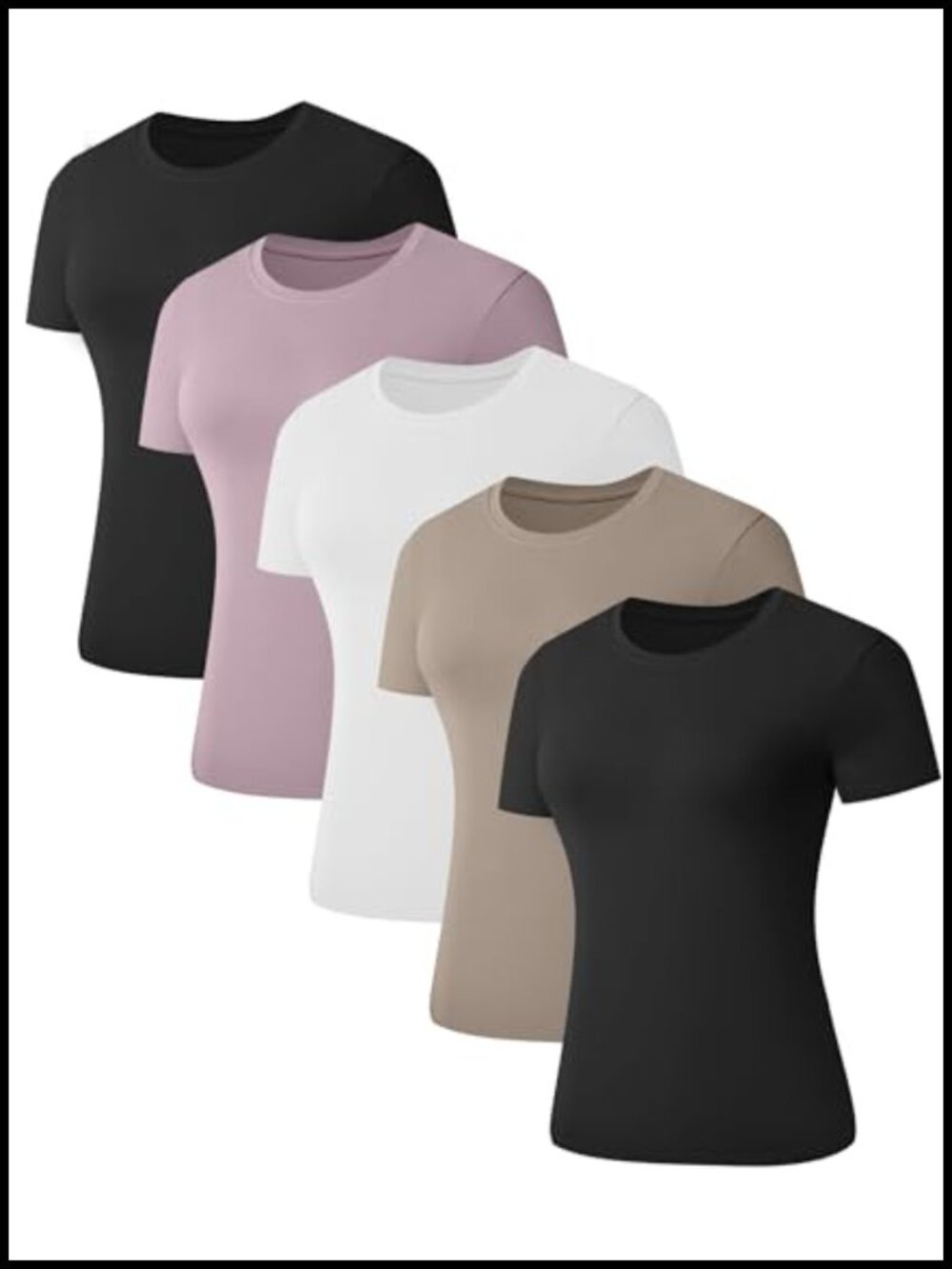 Women's Short Sleeve Crew Neck Slim Fit Stretch Basic Tees